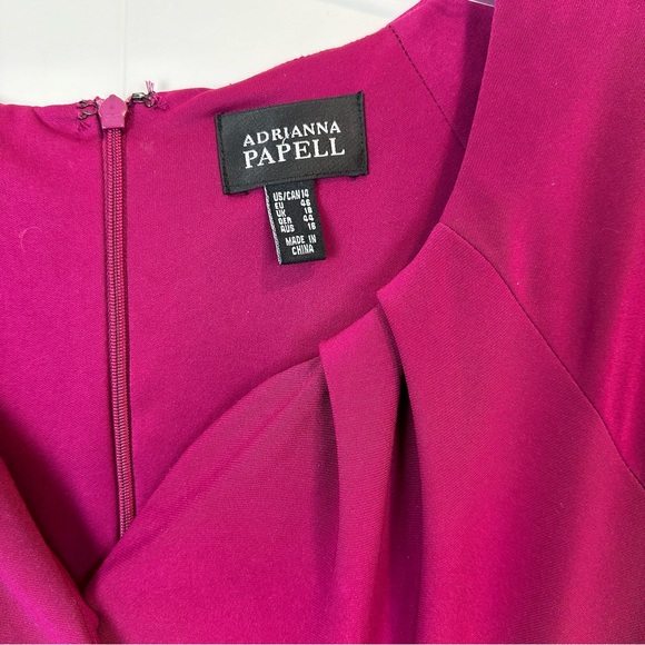 Adrianna Papell Fuchsia Faux Wrap Semi Formal Dress Plus Size 14 - Picture 4 of 8